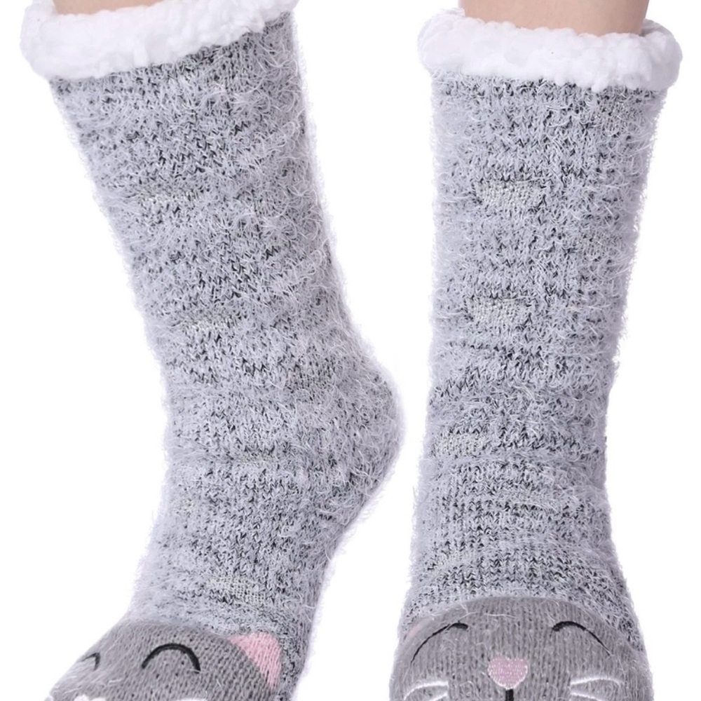 Cozy Gray Cat-Themed Socks for Pets